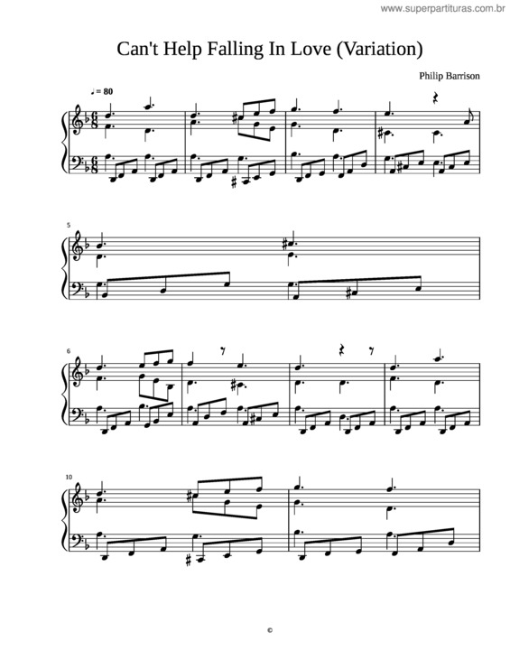 Partitura da música Can T Help Falling In Love Variation