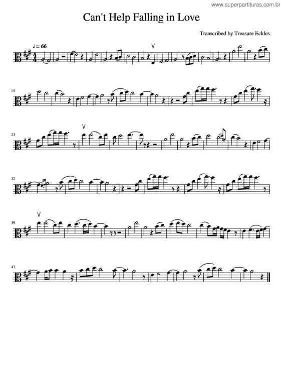Partitura da música Can`T Help Falling In Love Viola  5
