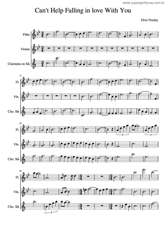 Partitura da música Can`T Help Falling In Love With You v.10