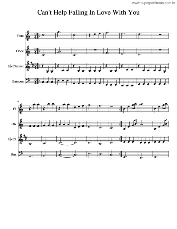 Partitura da música Can`T Help Falling In Love With You v.11