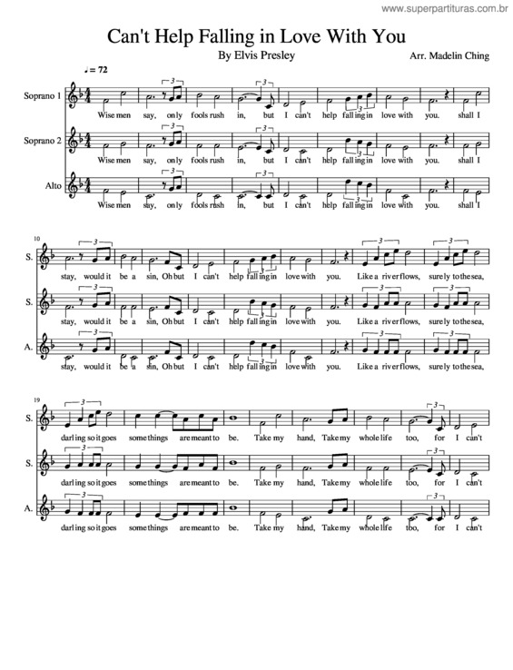 Partitura da música Can`T Help Falling In Love With You v.15