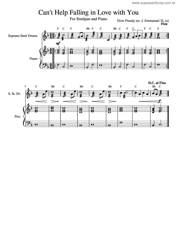 Partitura da música Can`T Help Falling In Love With You v.17