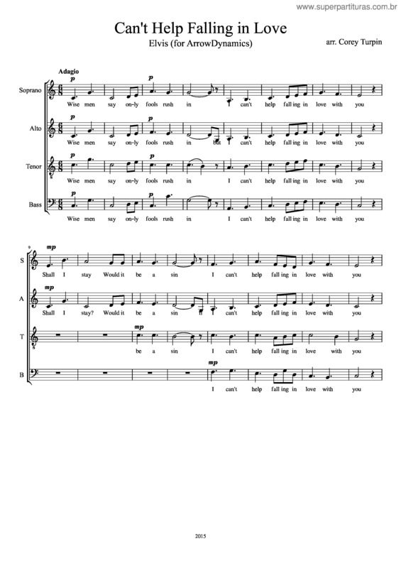 Partitura da música Can`T Help Falling In Love With You v.2