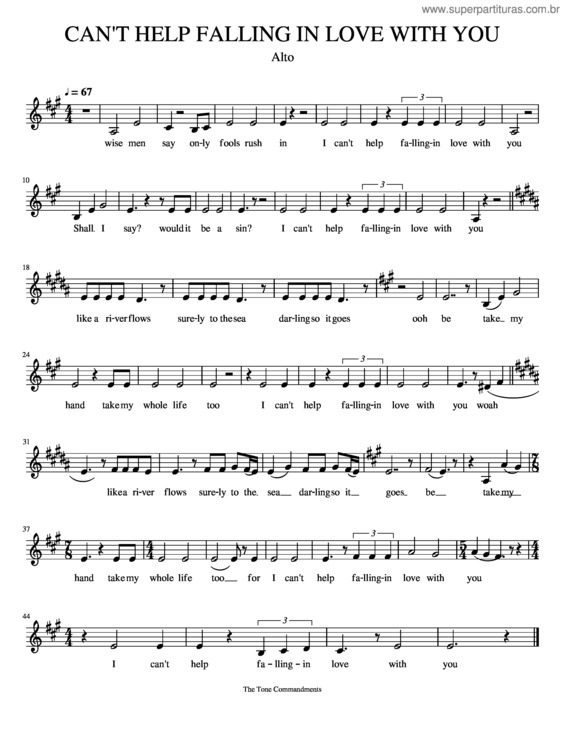 Partitura da música Can`T Help Falling In Love With You v.21
