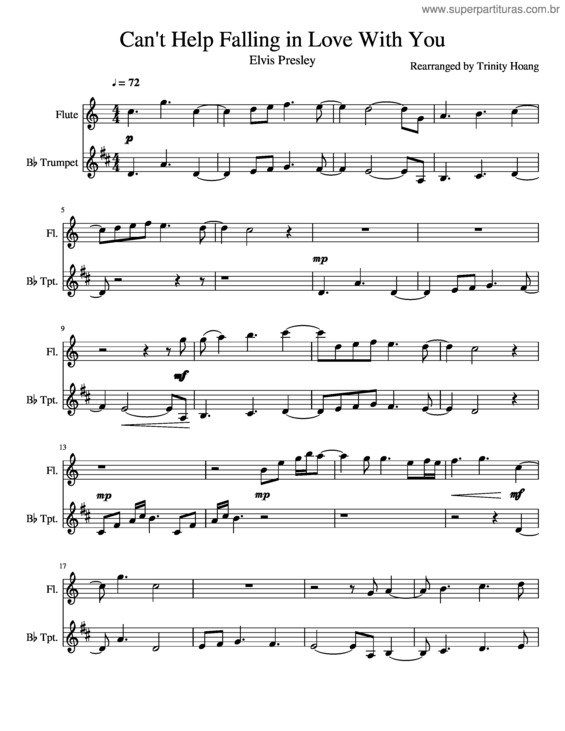 Partitura da música Can`T Help Falling In Love With You v.4