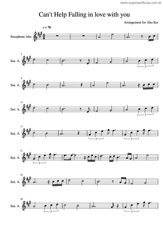 Partitura da música Can`T Help Falling In Love With You v.5