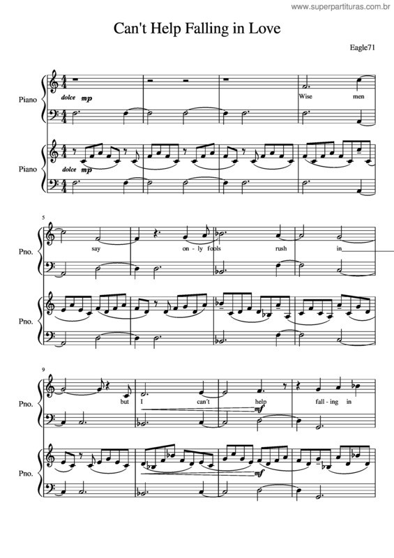 Partitura da música Can T Help Falling In Love With You v.6