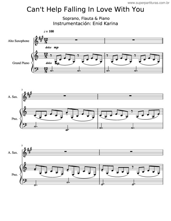 Partitura da música Can`T Help Falling In Love With You v.8