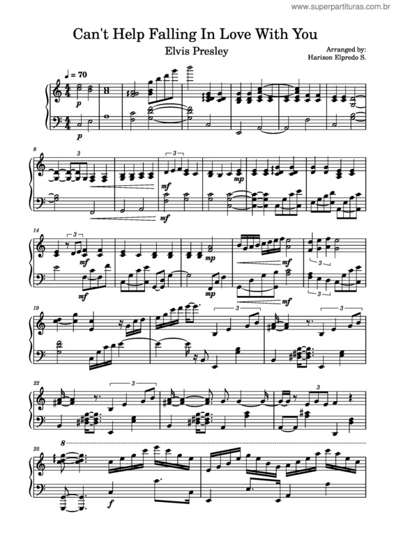 Partitura da música Can`T Help Falling In Love With You v.9
