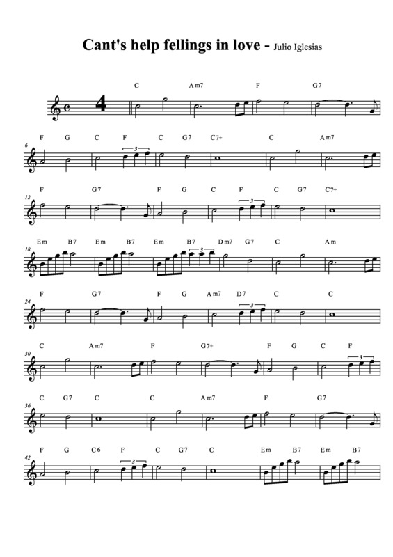 Partitura da música Can´t Help Felling in Love v.2