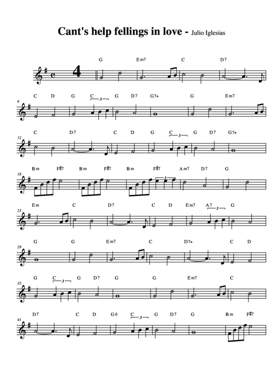 Partitura da música Can´t Help Felling in Love