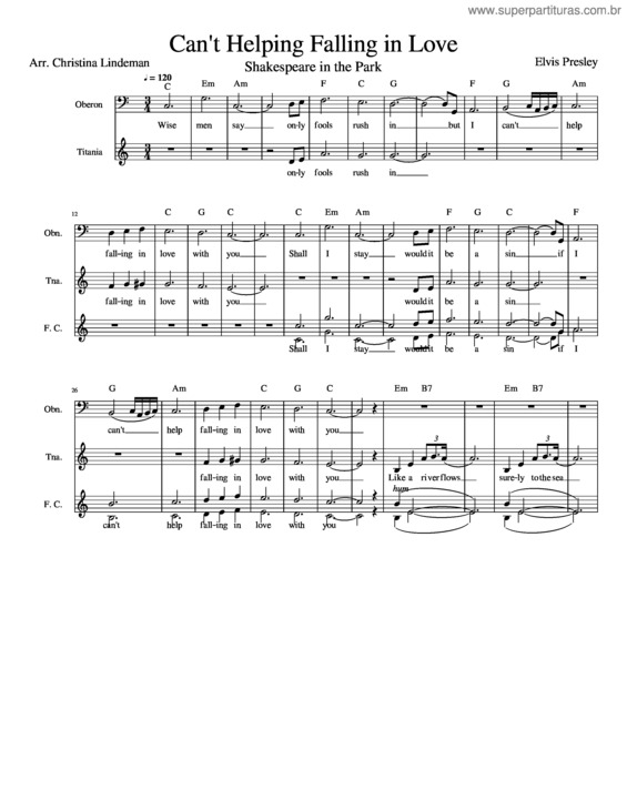 Partitura da música Can`T Helping Falling In Love  –  Full Orchestra