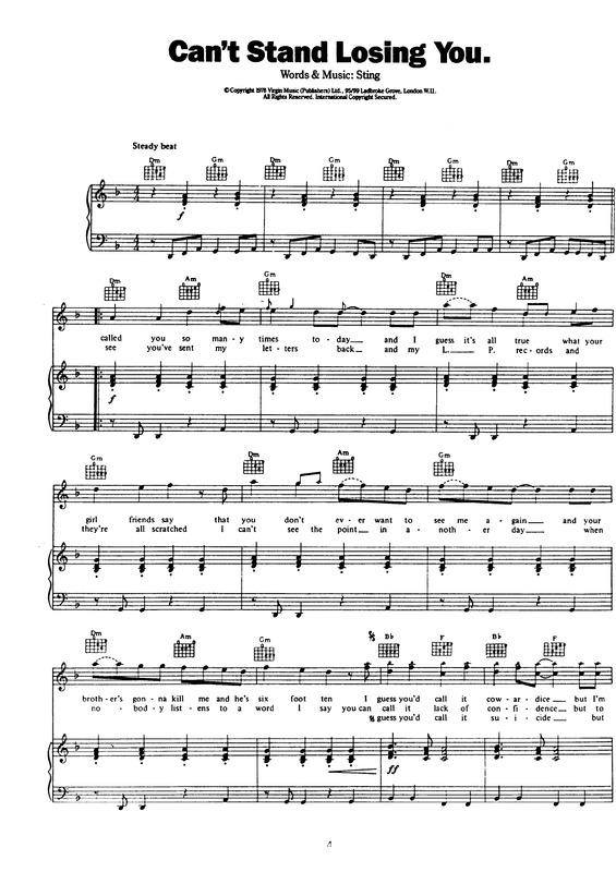 Partitura da música Can´t Stand Losing You