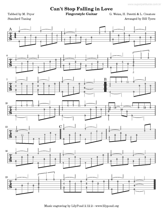 Partitura da música Can`t Stop Falling in Love