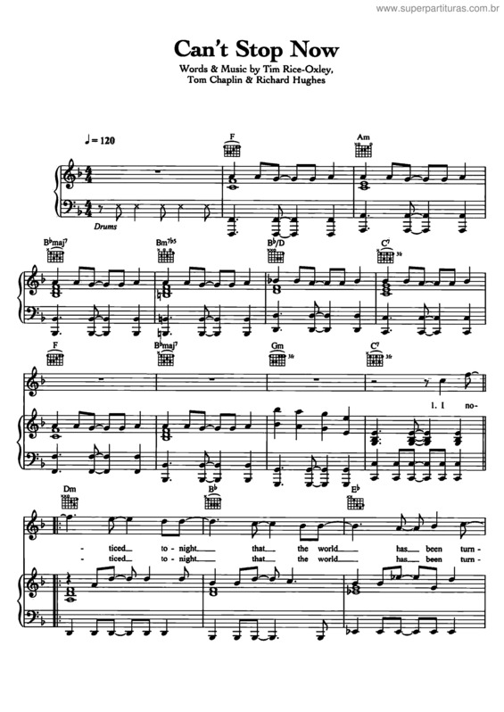 Partitura da música Can`t Stop Now v.2