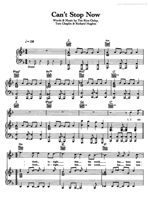 Partitura da música Can`t Stop Now