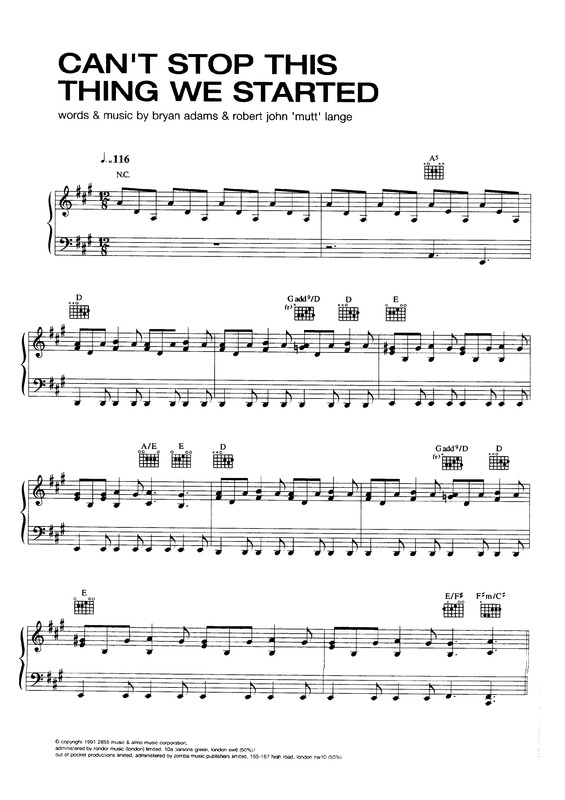Partitura da música Can´t Stop This Thing We Started