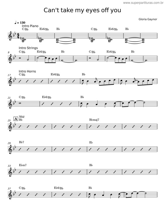 Partitura da música Can`T Take My Eyes Off You – Gloria Gaynor v.3