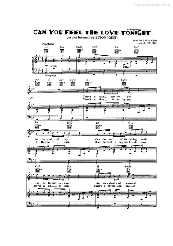 Partitura da música Can You Feel The Love Tonight (Rei Leão) v.3