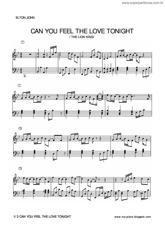 Partitura da música Can You Feel The Love Tonight v.7