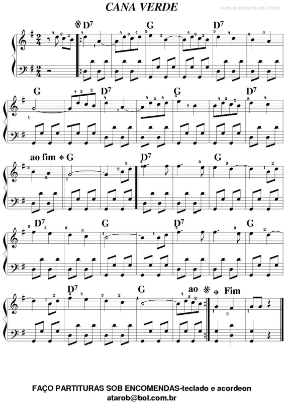 Partitura da música Cana Verde