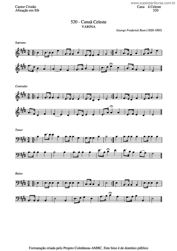 Partitura da música Canaã Celeste v.3