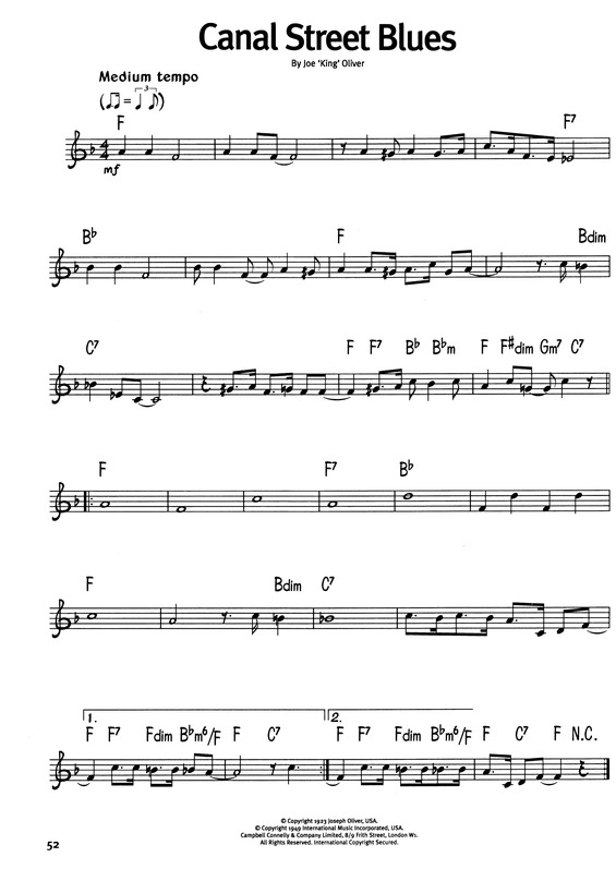 Partitura da música Canal Street Blues