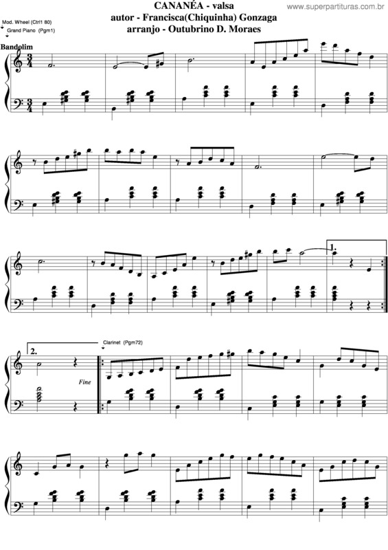 Partitura da música Cananéa v.3