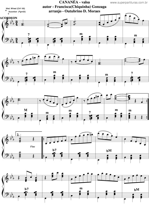 Partitura da música Cananéa