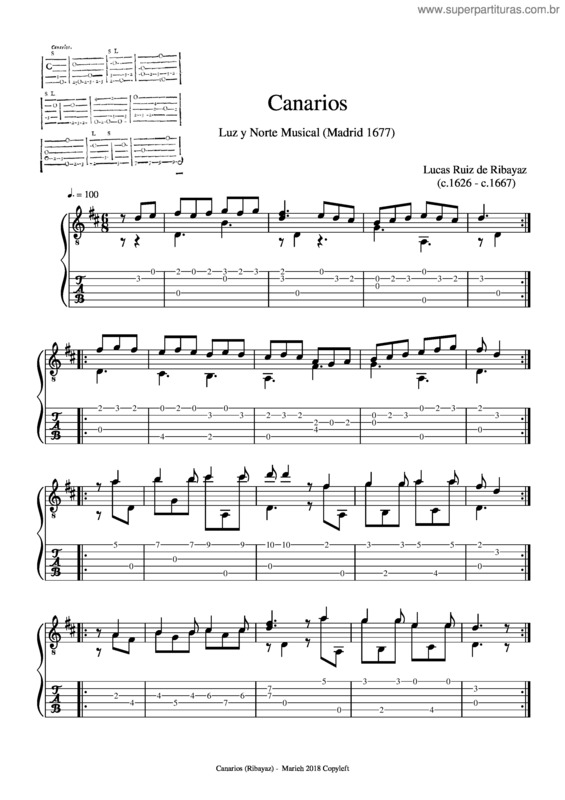 Partitura da música Canarios – Lucas Ruiz De Ribayaz v.2