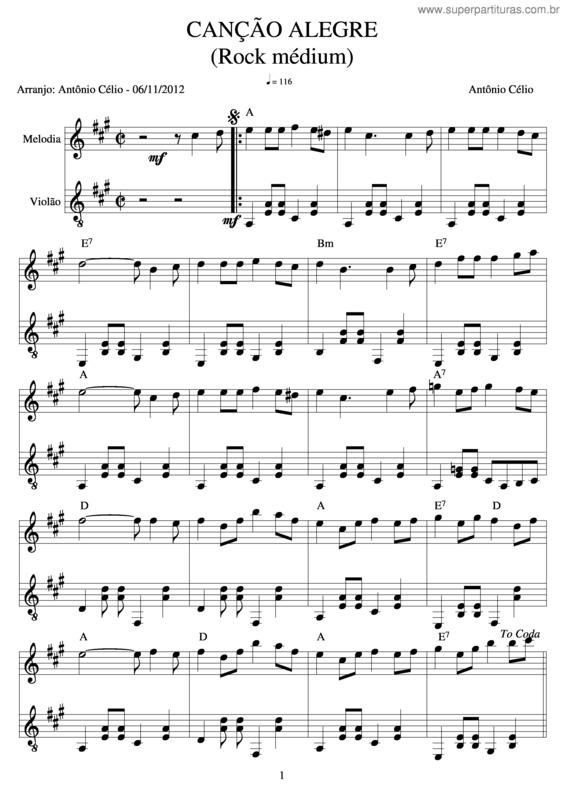 Partitura da música Canção Alegre