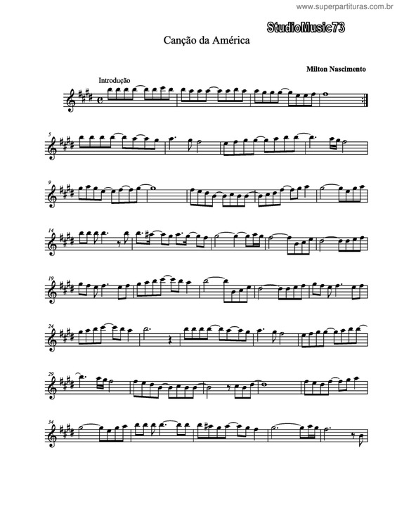 Partitura da música Canção América