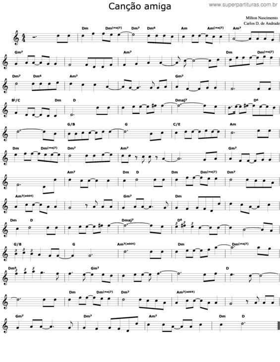 Partitura da música Canção Amiga v.2