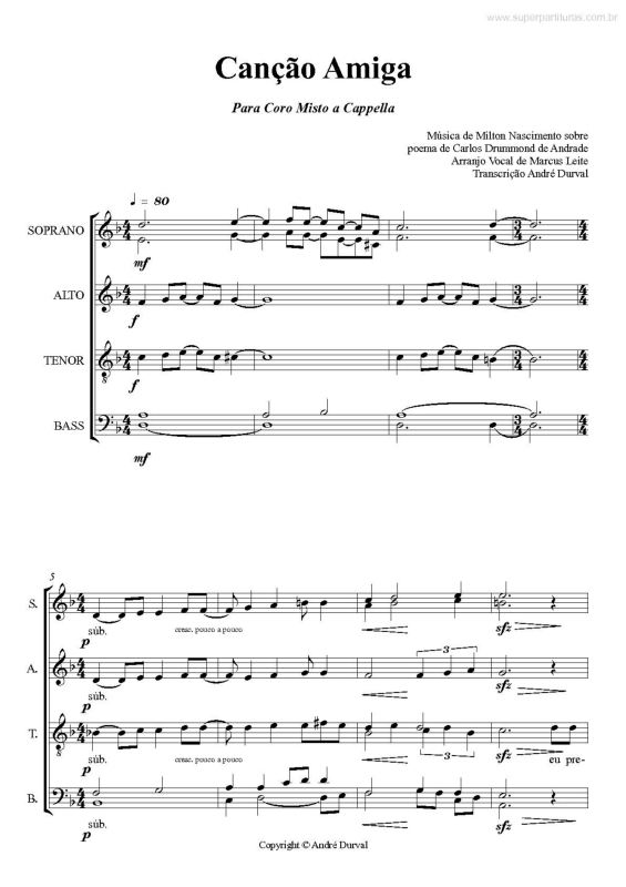 Partitura da música Cançao Amiga