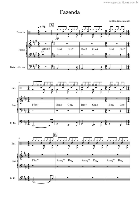 Partitura da música Canção Da América – Milton Nascimento Milton Nascimento – Fazenda