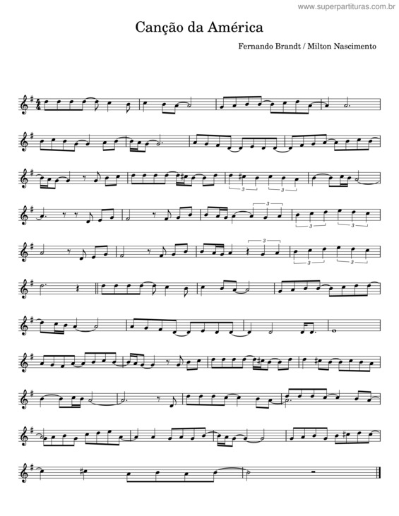 Partitura da música Canção Da América v.10
