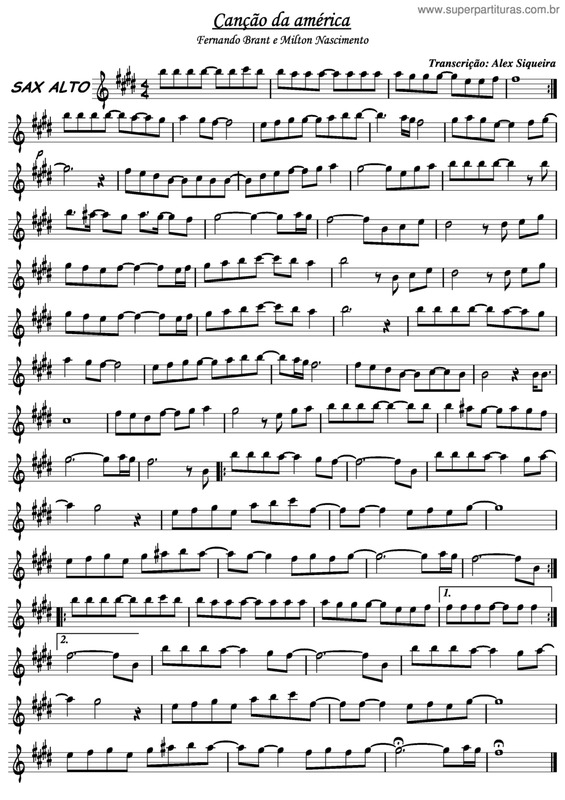 Partitura da música Canção Da América v.5