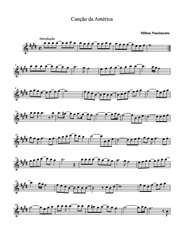 Partitura da música Canção da América v.6