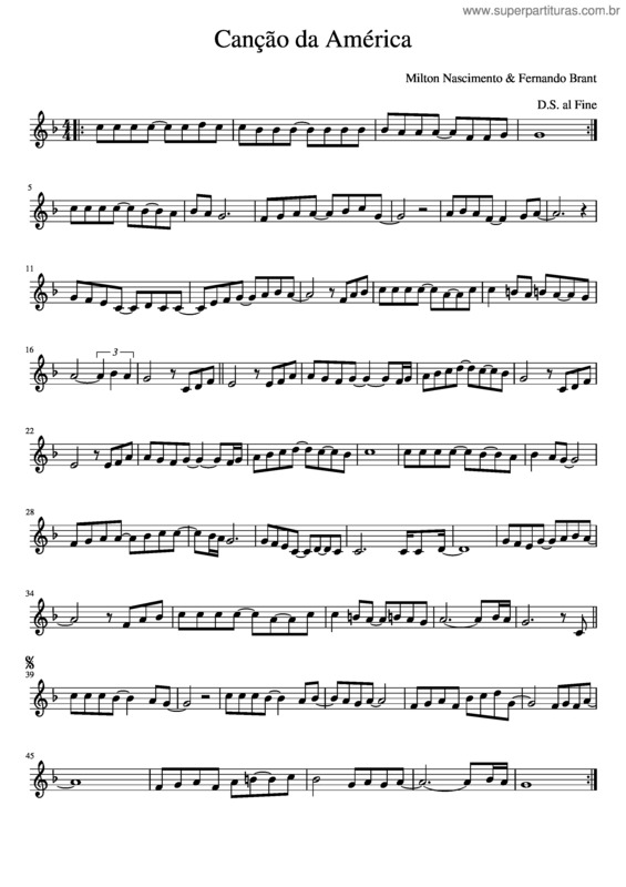 Partitura da música Canção Da América v.9