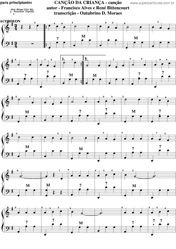 Partitura da música Canção Da Criança 