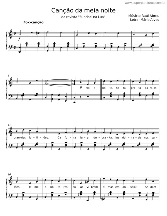 Partitura da música Canção Da Meia–Noite – Raúl Abreu