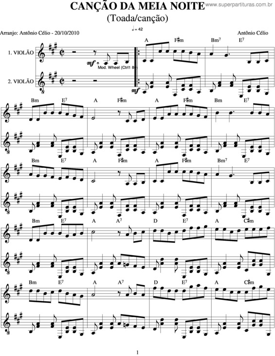 Partitura da música Canção Da Meia Noite