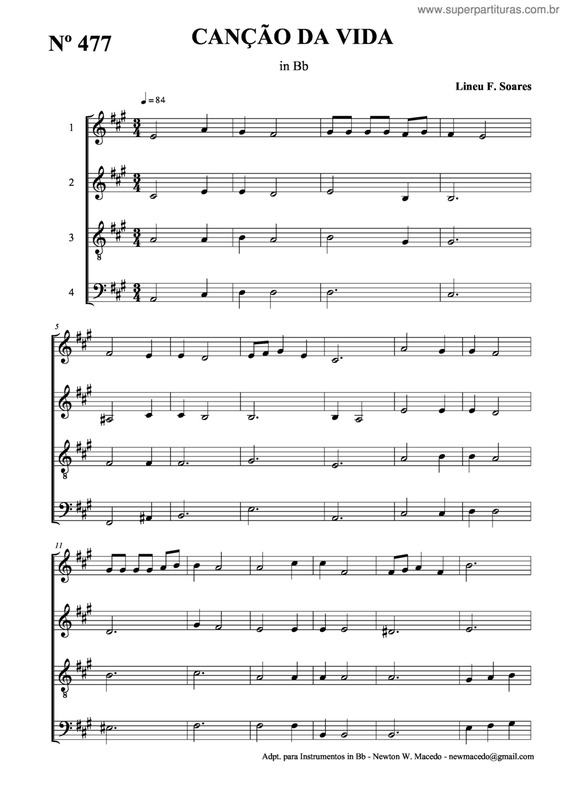 Partitura da música Canção Da Vida