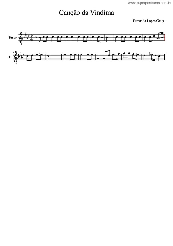 Partitura da música Canção Da Vindima _Tenor_Som Do Piano