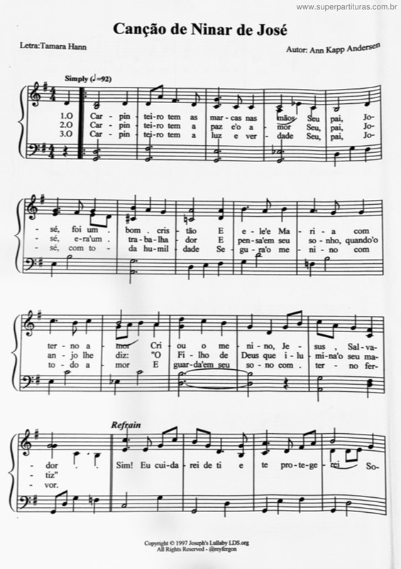 Partitura da música Canção De Ninar De José