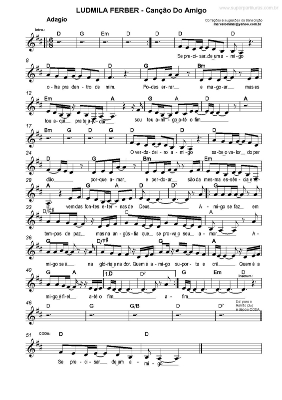 Partitura da música Canção Do Amigo