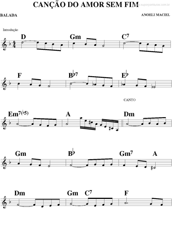 Partitura da música Canção Do Amor Sem Fim