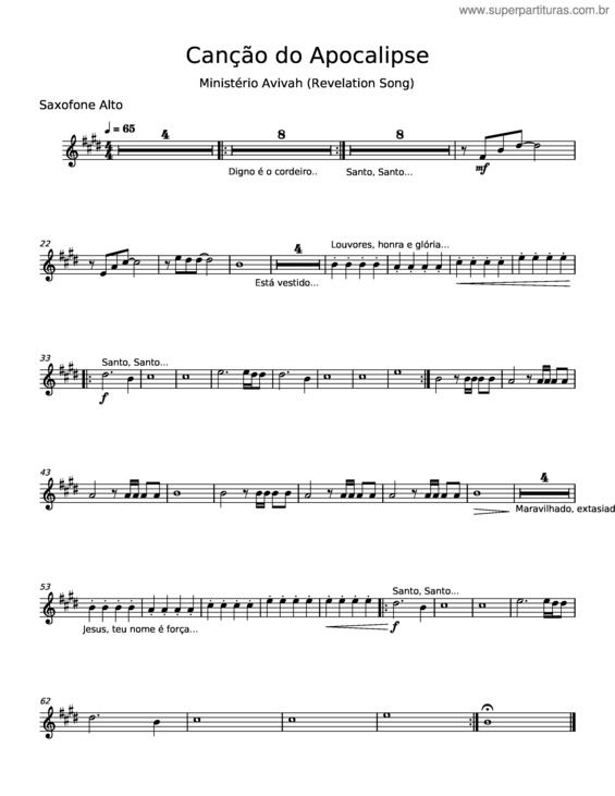 Partitura da música Canção Do Apocalipse – Misc Praise Songs