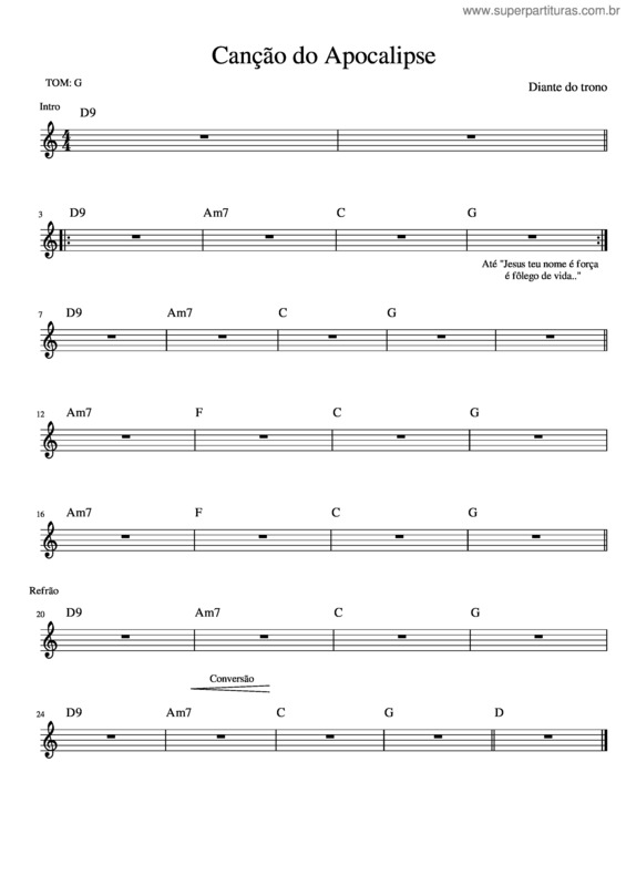 Partitura da música Cancao Do Apocalipse v.3
