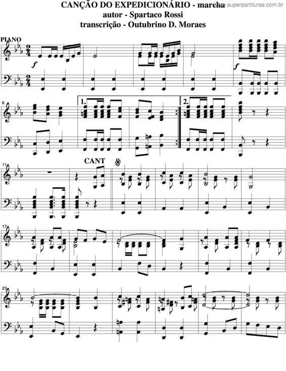 Partitura da música Canção Do Expedicionário v.2